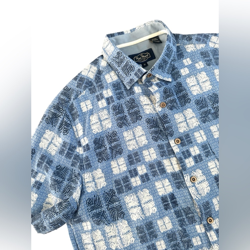Men’s Nat‎ Nast Silk Geometric Hawaiian Button Down Shirt Medium